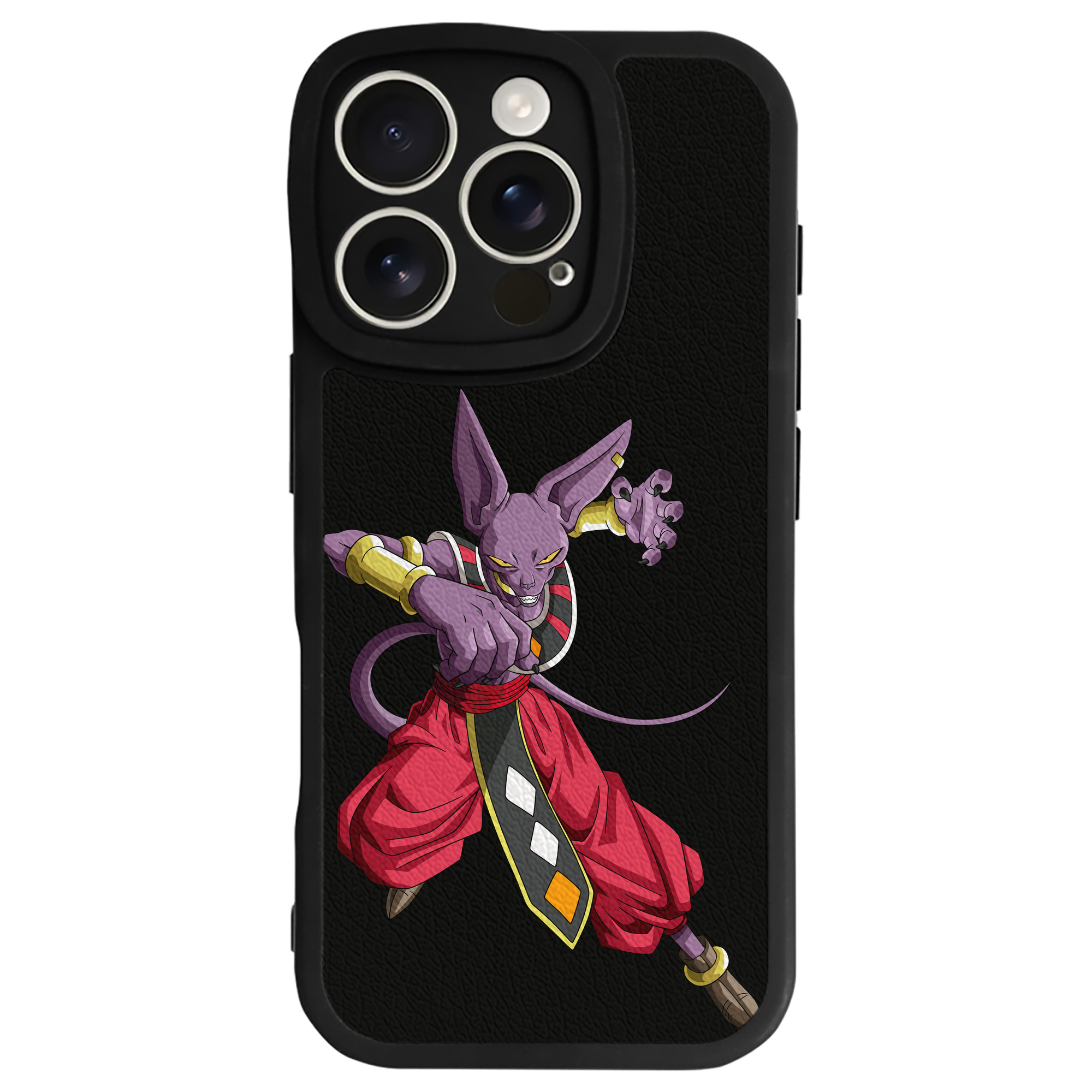 （画像用） ドラゴンボール ビルス 破壊神ビルス DRAGON BALL Beerus Birusu 【iPhone 16シリーズ対応】シリコンスマホケース（レザー調） 材質：シリコン